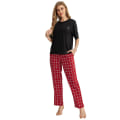 Miniatyrbilde 1 av 8: Dame Lounge-sett i bomull og lin med kort erme - Pyjamas - Løstsittende loungewear Red S