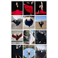 Miniatyrbillede 6 af 7: 720 Silky Sheer Chiffon Elastisk Talje Lang Danseskørt til Maveballet Green 80cm