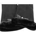 Miniatyrbillede 7 af 8: Dame Suede Handsker Søde Kat Fleeceforet Varme Handsker Black