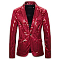 Miniatyrbillede 1 af 6: Paillet Party Blazer til Mænd, Skinnende Party Jakke Red 3XL