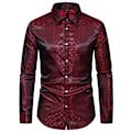Miniatyrbillede 1 af 4: Mænds Casual Langærmet Lapel Trykt Knapløs Skjorte Red XXL