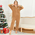 Miniatyrbild 6 av 7: Unisex Julpepparkakans Onesie Kostymer En Delig Pyjamas Sovkläder för Vuxen M