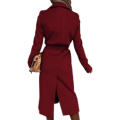 Miniatyrbild 3 av 4: Klassisk lång kappa med bälte för kvinnor dark red M