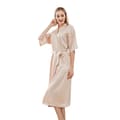 Silkkiset pitkät satiini-aamutakit naisille, taskuilla champagne M