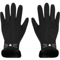 Miniatyrbillede 4 af 8: Dame Suede Handsker Søde Kat Fleeceforet Varme Handsker Black