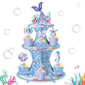 Miniatyrbild 1 av 7: Sjöjungfru Cupcake Stativ - 3-vånings Papperscupcake Stativ