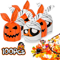 Pikkukuva 1 / 9: 100 kpl Halloween-karkkipusseja temppuiluun tai herkkujen jakamiseen Set 1