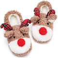 Miniatyrbillede 1 af 6: Dames Fuzzy Reindeer Hjemmesko Fyldte Dyr Soveværelse Tøfler 37