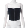 Miniatyrbillede 1 af 9: Kvinders Mesh Bustier Stropøs Åben Ryg Crop Top Black L