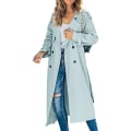 Miniatyrbillede 1 af 5: Dame Lang Dobbeltbrystet Trenchcoat, Vindtæt Klassisk Lapel Slank Overfrakke GREEN 2XL
