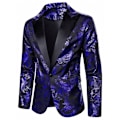 Miniatyrbild 1 av 4: Herrar Floral Smokingjacka Paisley Sjal Krage Kostym Blazer Jacka för Middag Blue M
