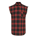 Miniatyrbilde 1 av 5: Ermeløs rutete skjorte med knapper for menn, avslappet flanellvest red 3XL