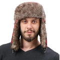 Miniatyrbild 3 av 5: Rutig Aviator Fur Trapper Hat för kvinnor män red2