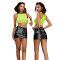 Pikkukuva 1 / 7: Naisten korkeavyötäröinen bodycon-minimekko keinonahkaa Black M