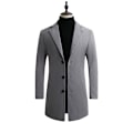Miniatyrbillede 1 af 9: Mænds Trenchcoat i Uldblænding, Slank Pasform, Overfrakke Light Grey L