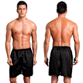 Miniatyrbillede 1 af 5: Mænds Satin Pyjamas Boxer Shorts med Elastisk Talje Black 4XL