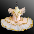 Miniatyrbillede 2 af 4: Piges Tutu Skørtet Leotard med Broderet Ruffet Ærme Ballet Dansedragt Pink 120