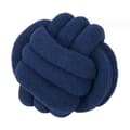 Handstickad Knuten Boll Lammull Kudde Navy Blue 22CM