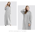 Miniatyrbilde 4 av 5: Dame Fleece Varme Morgenkåpe, Koselig Fluffy Lang Badekåpe Wine Red-Men L