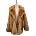 Miniatyrbillede 5 af 7: Dame Fluffy Faux Fur Leopard Åben Front Cardigan Lang Frakke Yderbeklædning Grey S