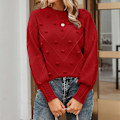 Pikkukuva 5 / 7: Naisten Pom Pom Lantern Pitkähihainen Neulepaita Red XL