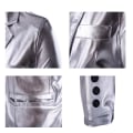 Miniatyrbild 3 av 4: Herrar Blazer Krage 2 Knappar Prom Glansiga Sportjackor Silver M