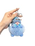 Pompom Sovande Baby Nyckelring Fluffig Plyschdocka Väskberlock Nyckelring blue