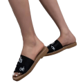 Miniatyrbillede 1 af 5: Alphabet Webbing Tykke Bunds Slippers til Kvinder Black 40