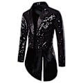 Miniatyrbillede 1 af 7: Mænds Sequin Smokingjakke Haler Slim Fit Frakke Kjole Black M