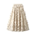 Miniatyrbilde 1 av 5: Dame Tyll Midi Skjørt 3D Polkadot Mesh Skjørt A-Linje Beige