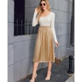 Miniatyrbilde 2 av 6: Satin Halv Slip for Kvinner med Blonder og Lang Lengde champagne S