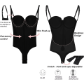 Miniatyrbild 4 av 5: Rygglös Body Shaper för kvinnor Push Up BH Låg rygg String Bodysuit Black XL