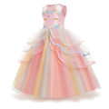 Miniatyrbild 2 av 9: Blomsterflickors klänning Enhörning Regnbåge Pageant Princess Party pink 120cm