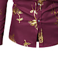 Miniatyrbilde 7 av 8: Herre Hipster Slim Fit Langærmet Knappeskjorte Wine Red M