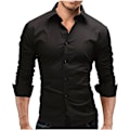 Pikkukuva 1 / 5: Miesten Slim Cotton Pitkähihainen Napit-Paita Black M