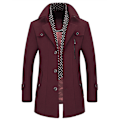 Miniatyrbillede 1 af 5: Mænds Herringbone Tweed Lang Frakkejakke Red M