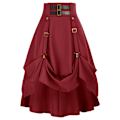 Miniatyrbild 1 av 5: Dam Goth Steampunk Kjol Hög Midja Pirat Midi A-Linje Kjol Red M