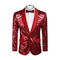 Pikkukuva 1 / 6: Miesten Sekvenssitakki Kimaltava Glitter-Takki Kiiltävä Kukallinen Puku Takki Red XL
