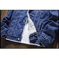 Miniatyrbillede 4 af 10: Mænds Lapel Sherpa Fleeceforet Tyk Denim Jean Trucker Jakke Frakker Dark Blue M