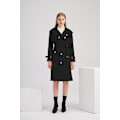 Miniatyrbillede 5 af 10: Dame Trenchcoat Lang Dobbeltbrystet Efterårsmode Klassisk Lapel Slank Overfrakke Black M