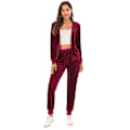 Miniatyrbild 3 av 5: Träningsoverall för Kvinnor 2-delad Set Velour Sweat Outfits RED M