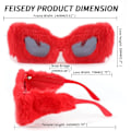 Miniatyrbild 5 av 6: Plush Fuzzy Kattöga Solglasögon för Kvinnor Red