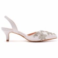 Pikkukuva 11 / 11: Naisten Slingback-matalat korkokengät terävällä kärjellä White 41