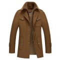 Miniatyrbild 1 av 5: Enkelknäppt Military Peacoat i ull för män coffee M