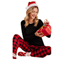 Miniatyrbild 4 av 5: Dam Casual Long Pyjamas Lounge Byxor Sovkläder red XL