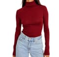 Dam Basic Slim Fitted Långärmad Pullover Toppar red S