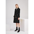 Miniatyrbillede 6 af 10: Dame Trenchcoat Lang Dobbeltbrystet Efterårsmode Klassisk Lapel Slank Overfrakke Black M