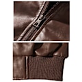 Miniatyrbillede 4 af 7: Mænds Afslappet Lynlås Slim Bomber Kunstlæderjakke Brown 4XL