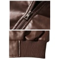 Miniatyrbillede 4 af 7: Mænds Afslappet Lynlås Slim Bomber Kunstlæderjakke Brown XL