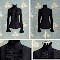 Miniatyrbillede 2 af 7: Dame Victorian Bluser Langærmet Gothic Skjorte Toppe Black L